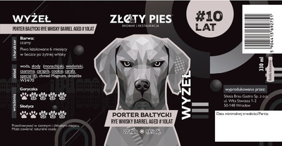 Etykieta kolekcjonerska - Wyżeł Porter Bałtycki - Rye whisky barrel aged #10lat